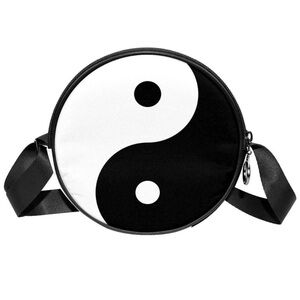 Round Crossbody Yin Yang Trans Print Shoulder Bag Top Handle Tote Handbag Bag 🆕